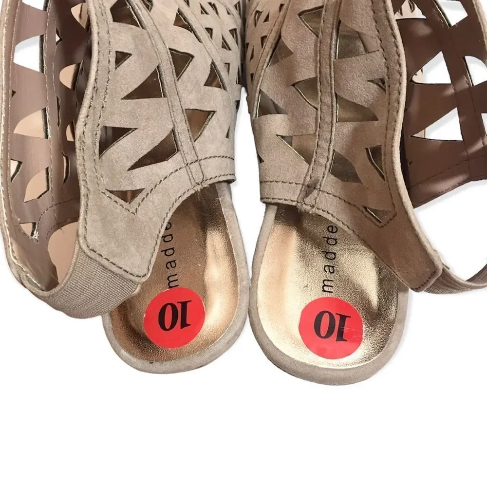🔃Madden Girl Tan Suede Platform Wedge Sandals